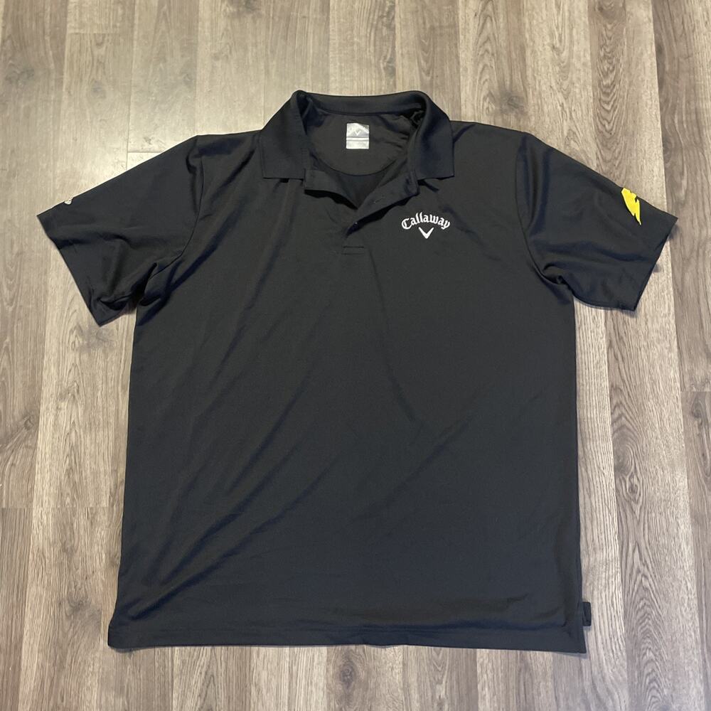 Callaway Polo Shirt Mens XL Opti-Dri Black Short Sleeve Collared Button Up Top